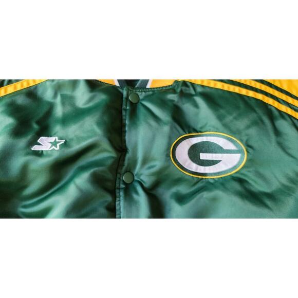 Green Bay Packers  Starter Enforcer Satin  Varsity Full-Snap Jacket - Green/Gold - Picture 5 of 16